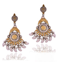 925 Sterling Silver Two Tone Paisley Motif Earrings view 1