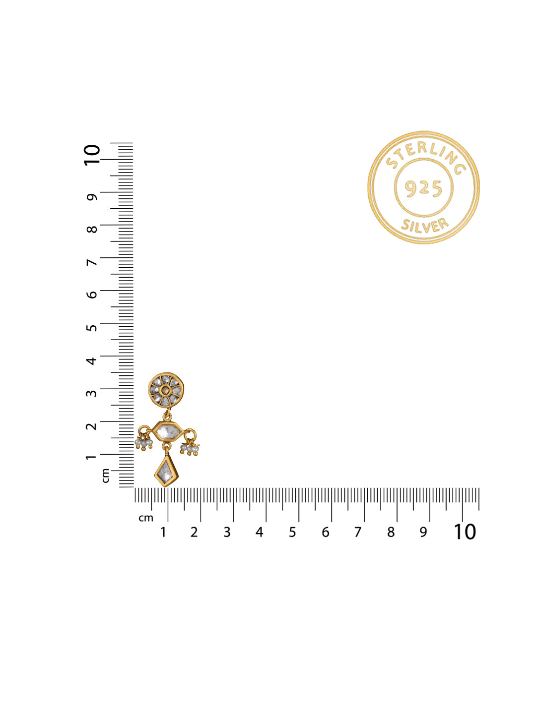 Gold Plated Kundan Earrings with Kundan and Pearl view 3