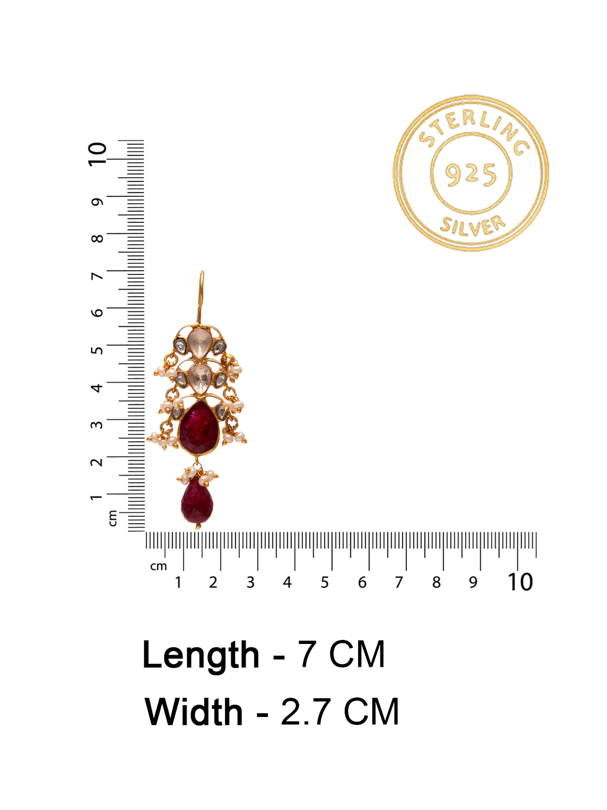 Svarnam Moissanite Ruby Danglers view 4