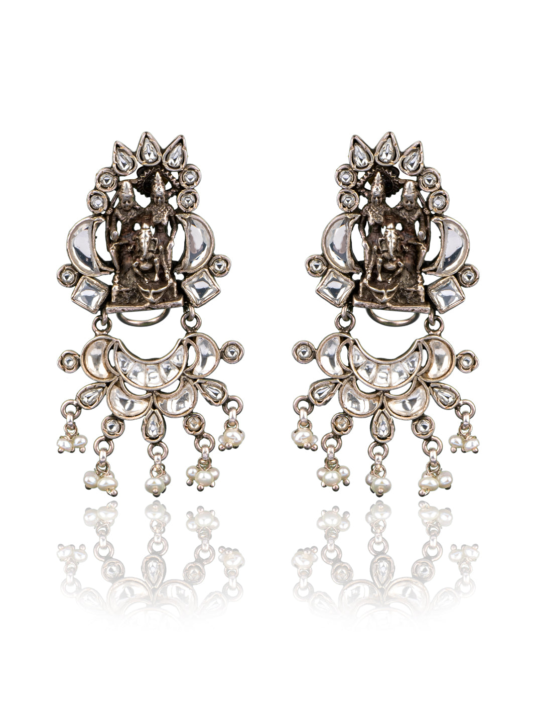925 Sterling Silver Kundan Earrings view 1