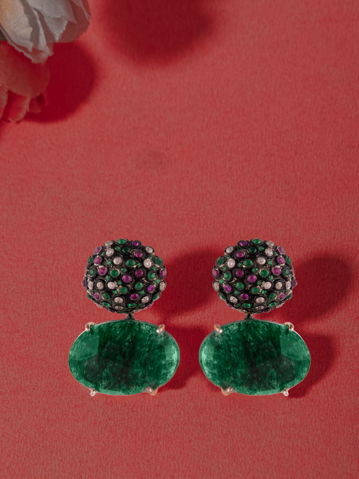 Aurora Black Green Studs view 2