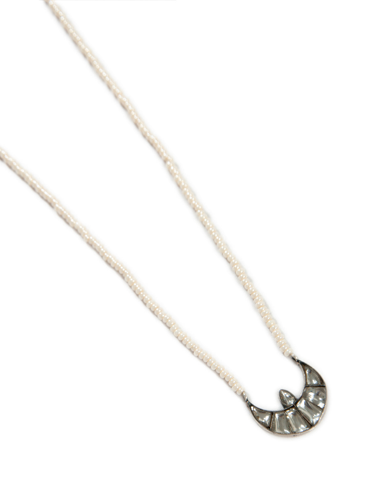 Silver Chaand Kundan Necklace with Pearl view 3