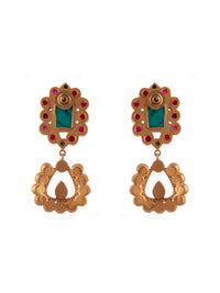 Svarnim Turquoise Ruby Kundan Earrings view 4