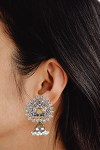 925 Sterling Silver Two Tone Jhumki with Kundan view 3