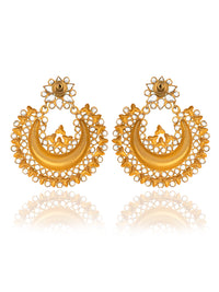 925 Sterling Silver Gold Plated Chaand Earrings with Checkers view 4