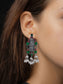 Twin Peacock Chitai Earrings with Multicolor Glass