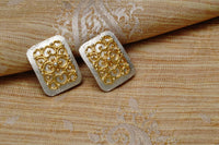 925 Silver Two Tone Earrings with Pearls and Kundan view 2