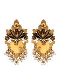 925 Sterling Silver Gold Plated Kundan Twin Peacock Earringss view 4