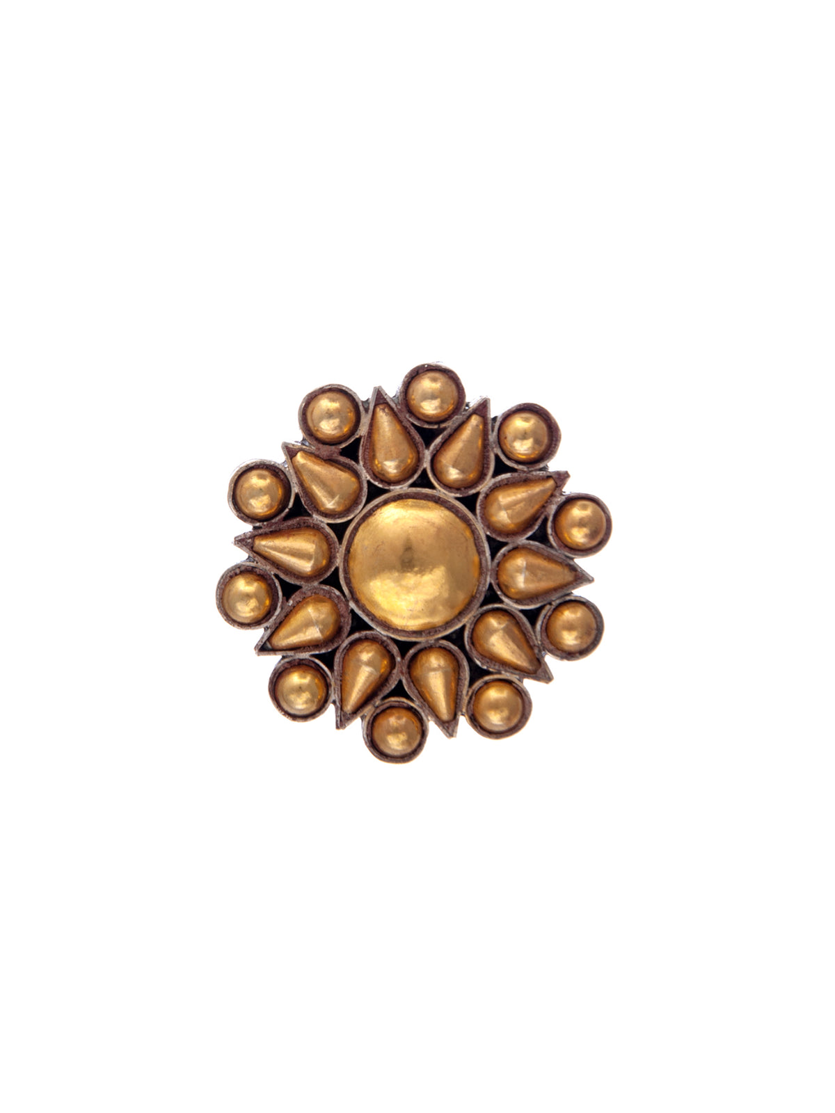 Svarnam Floral Gold Adjustable Ring view 3