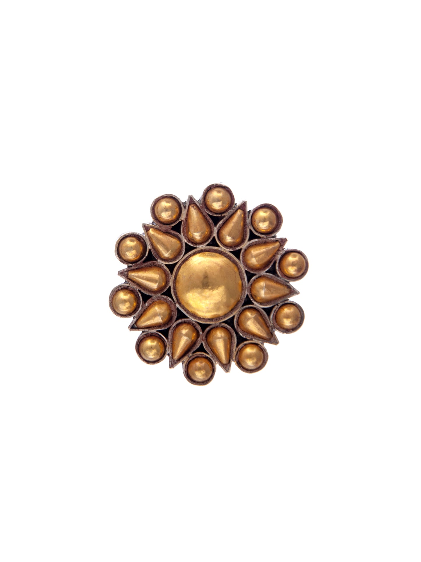 Svarnam Floral Gold Adjustable Ring