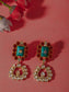 Svarnim Turquoise Ruby Kundan Earrings