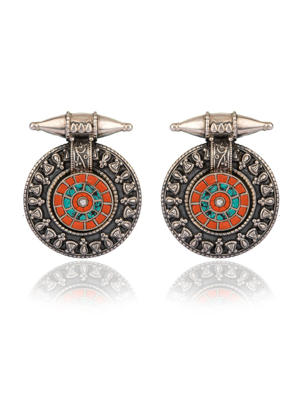 925 Sterling Silver Chitai Earrings with Kundan Motif