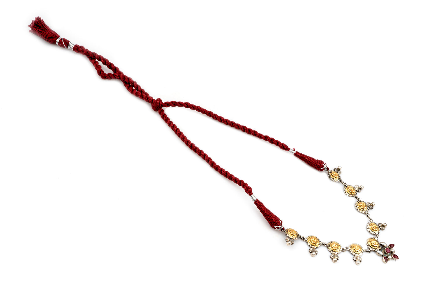 925 Sterling Silver Two Tone Necklace with Ruby