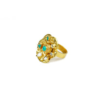Silver Gold Plated Modern Ring with Turquoise and Kundan view 1