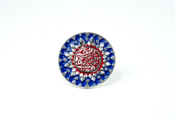 Mythical Blue and Red Meenakari Ring