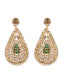 925 Sterling Silver Gold Plated Crystal Earring with Green Onyx