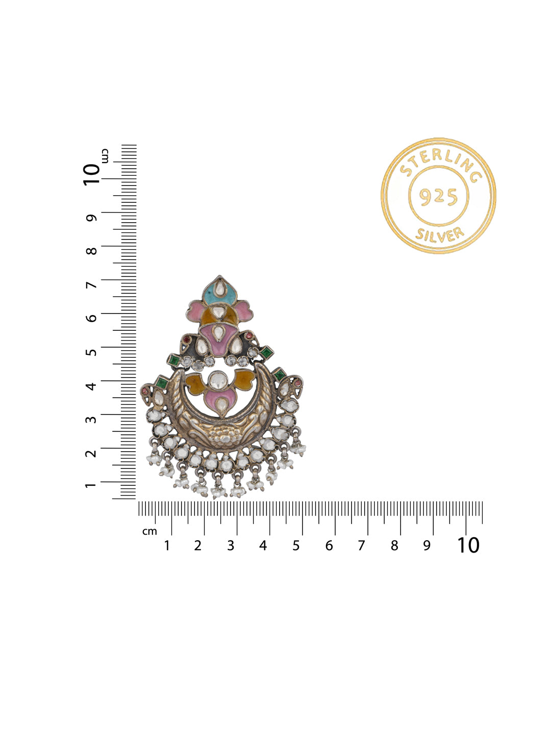 925 Sterling Silver Two Tone Meenakari Chaandbali view 4