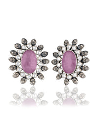 Rose Quartz Kundan Studs view 1