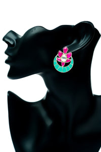 Neeta Boochra Signature Silver Chandbali Multicolor Kundan Studs view 4