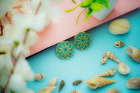 925 Silver Gold Plated Turquoise Flower Studs view 3