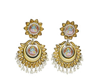 Silver Gold Plated Earrings with Hand Painting view 1