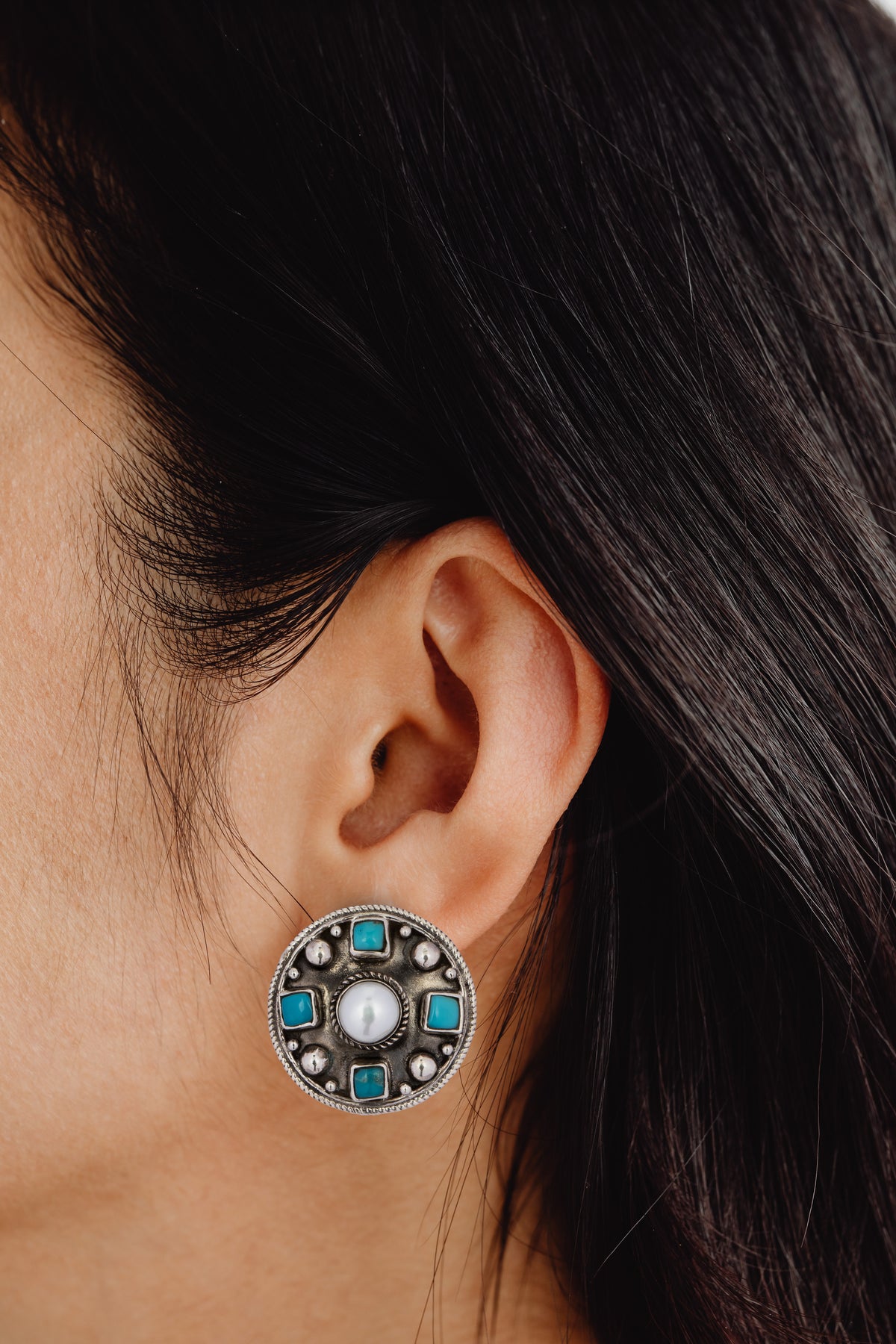 925 Sterling Silver Studs with Turquoise Gemstone view 3