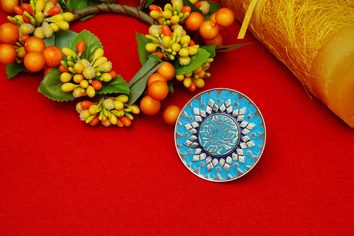 Sky Blue Pyramid Cocktail Ring view 3