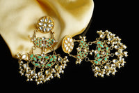 925 Silver Gold Plated Green Signature Chandbalis view 6
