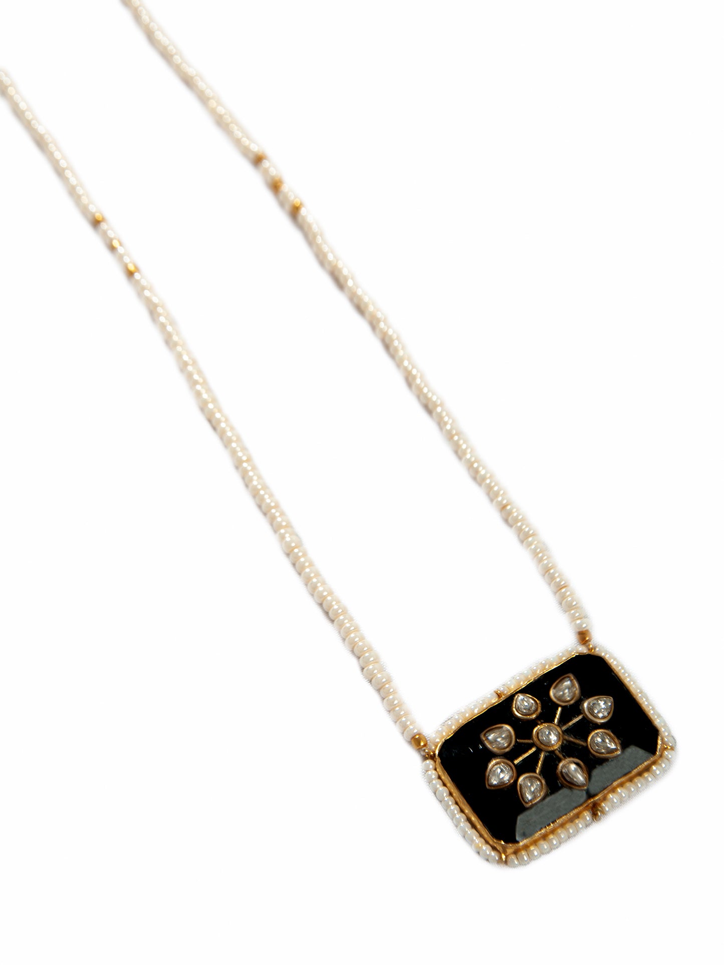 Gold Plated Black Onyx Pearl Necklace