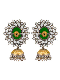 925 Sterling Silver Two Tone Checker Jhumki view 5