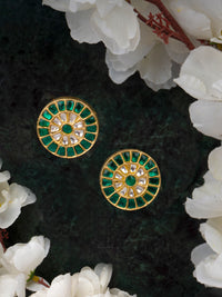 925 Sterling Silver Gold Plated Kundan Studs view 3