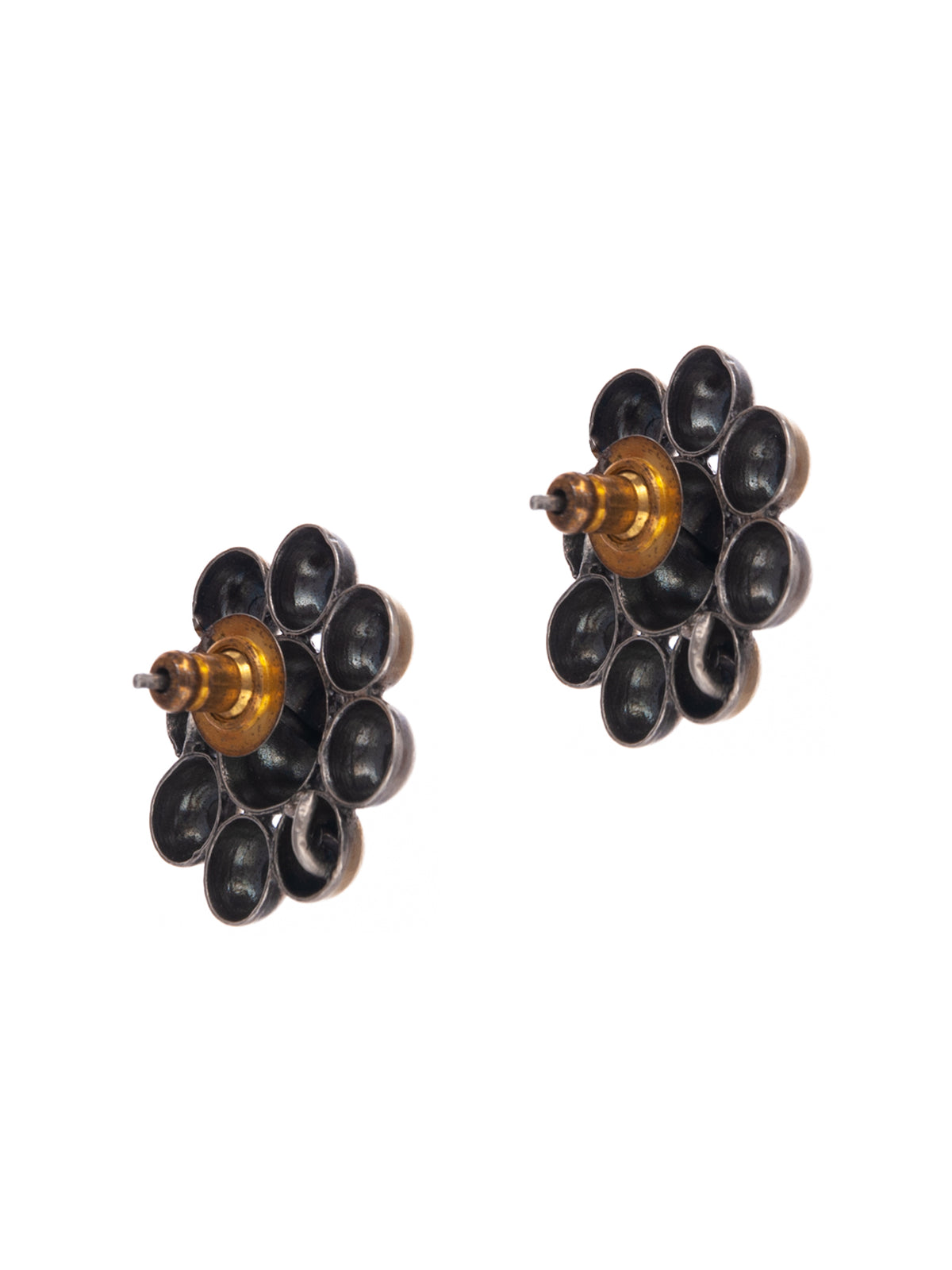 Silver Two Tone Ball Earrings view 6