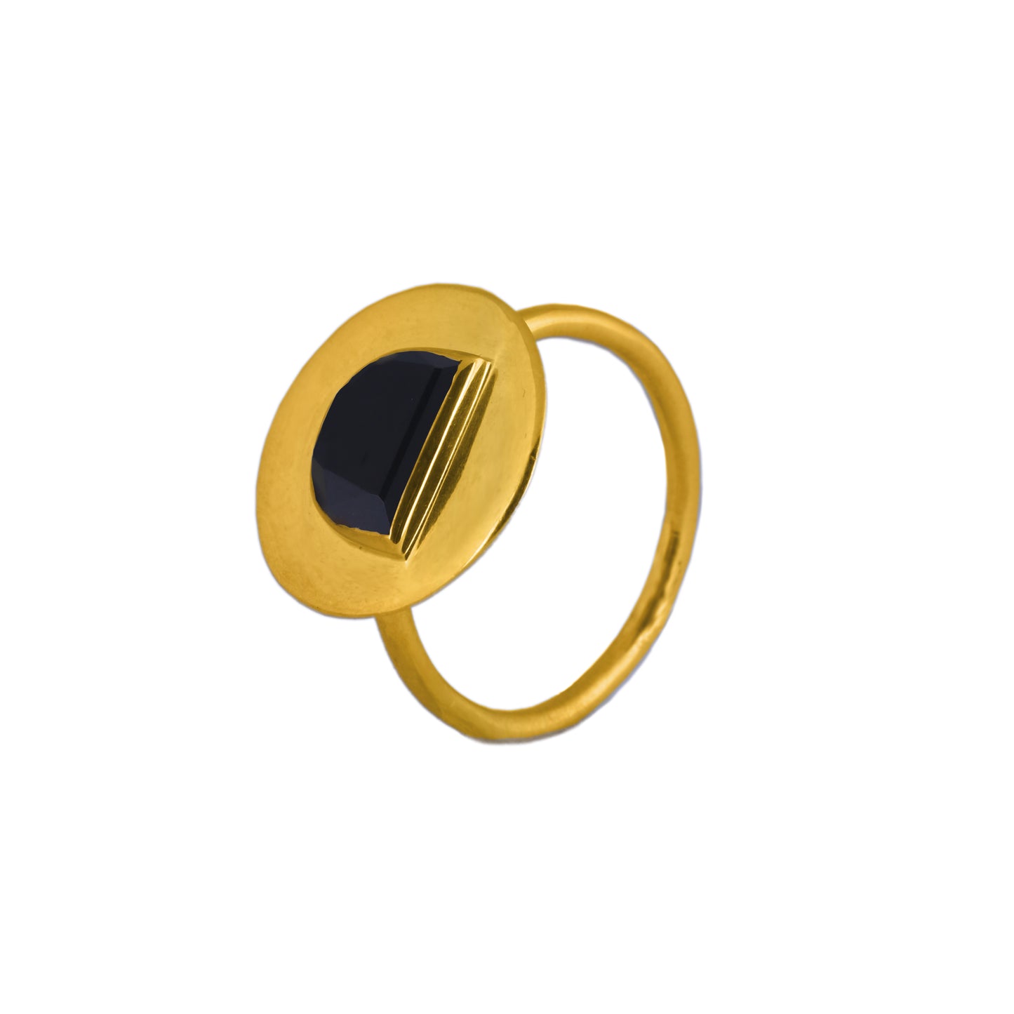 925 Silver Gold Plated Black Onyx Ring - Neeta Boochra Jewellery
