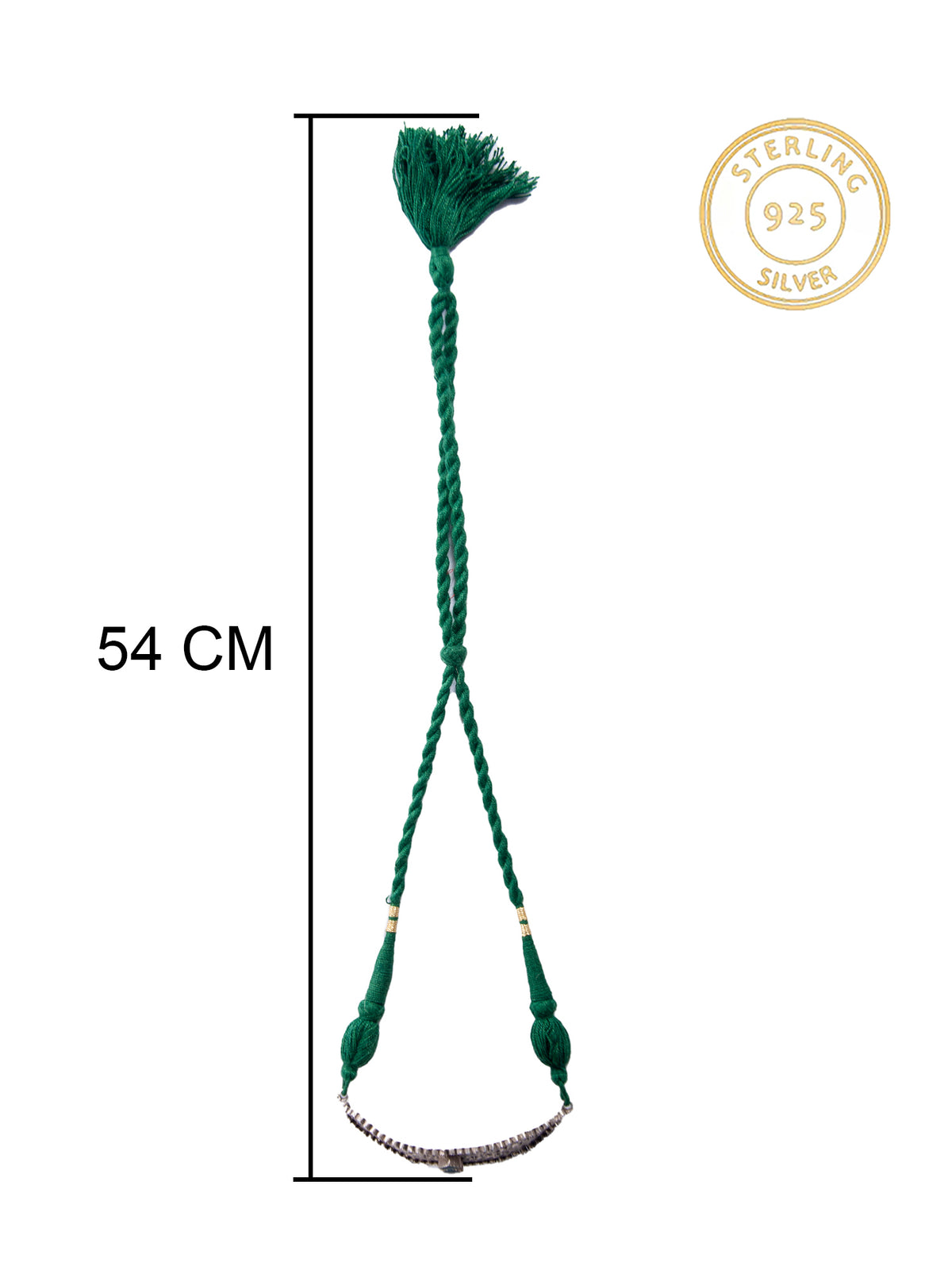Silver Green Onyx Choker with Gold Zari view 6
