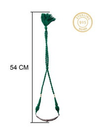 Silver Green Onyx Choker with Gold Zari view 6