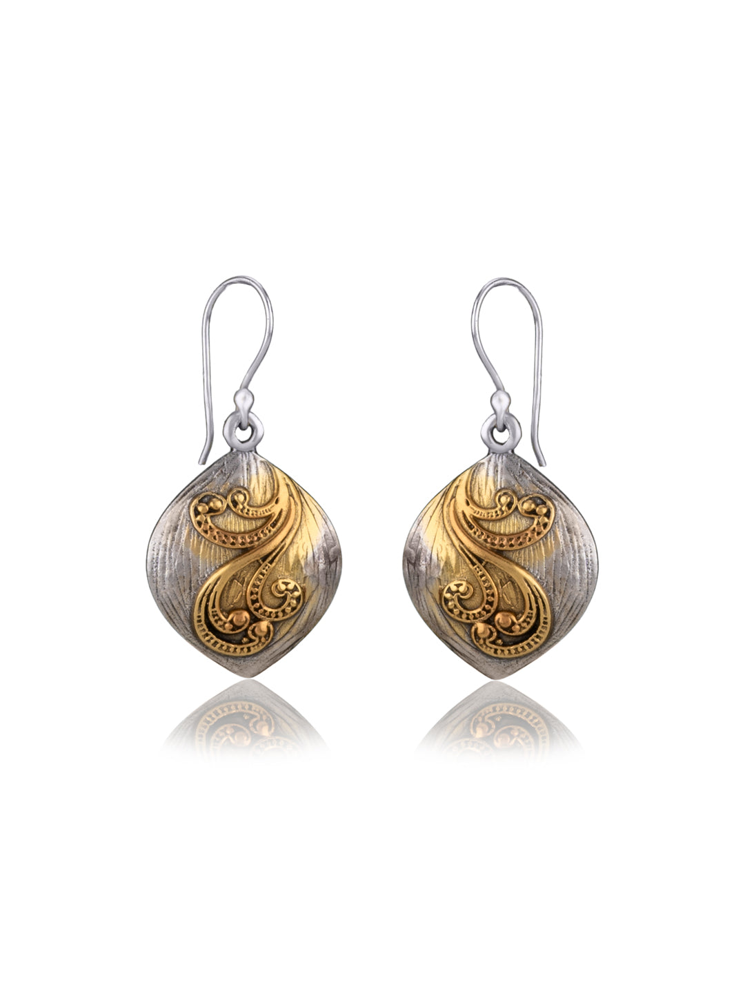 Two Toned Textured Dangler Earrings view 1