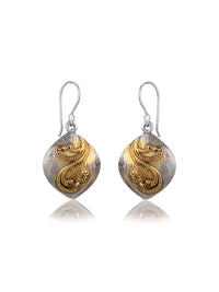 Two Toned Textured Dangler Earrings view 1