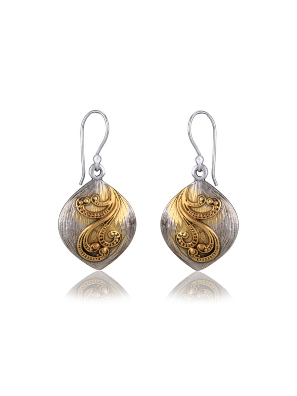 Two Toned Textured Dangler Earrings