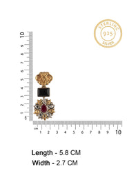925 Sterling Silver Two Tone Earring with Black Onyx and Ruby view 4