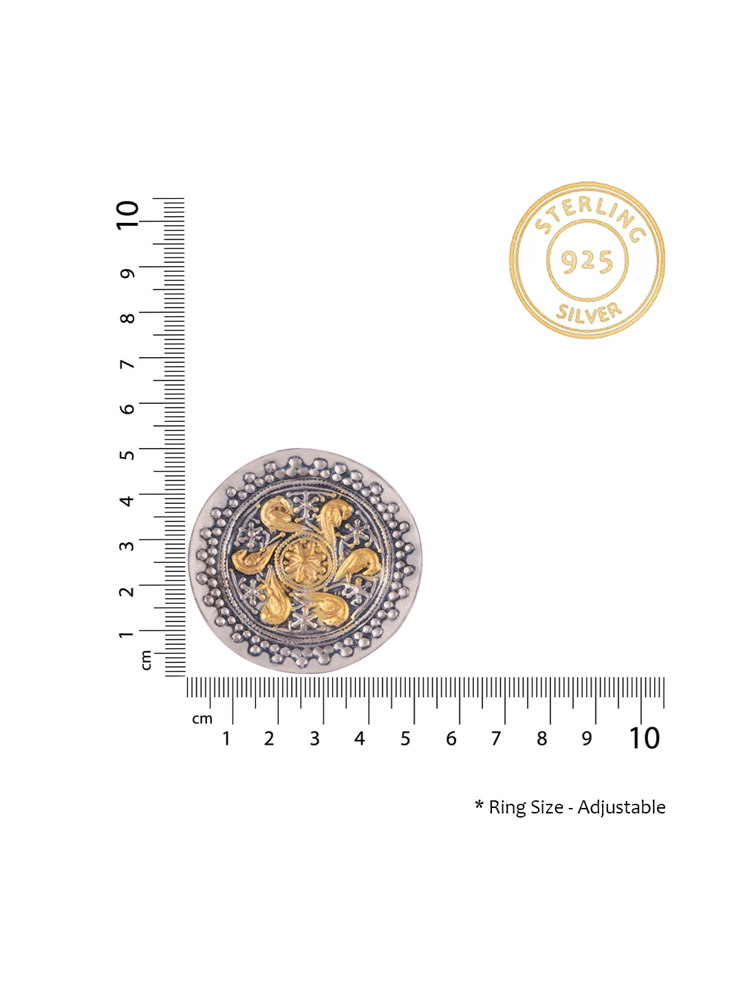 Two Tone Spiral Big Adjustable Ring view 3