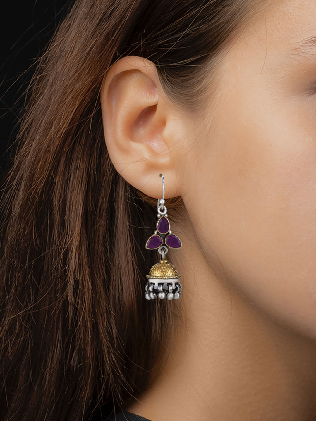 Two Toned Small Jhumki Earrings view 2