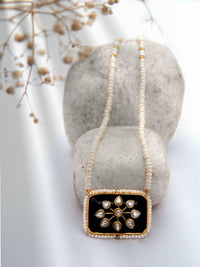 Gold Plated Black Onyx Pearl Necklace view 1