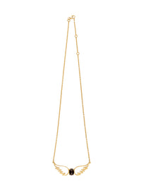 Dual Feather Black Onyx Gold Plated Necklace view 1