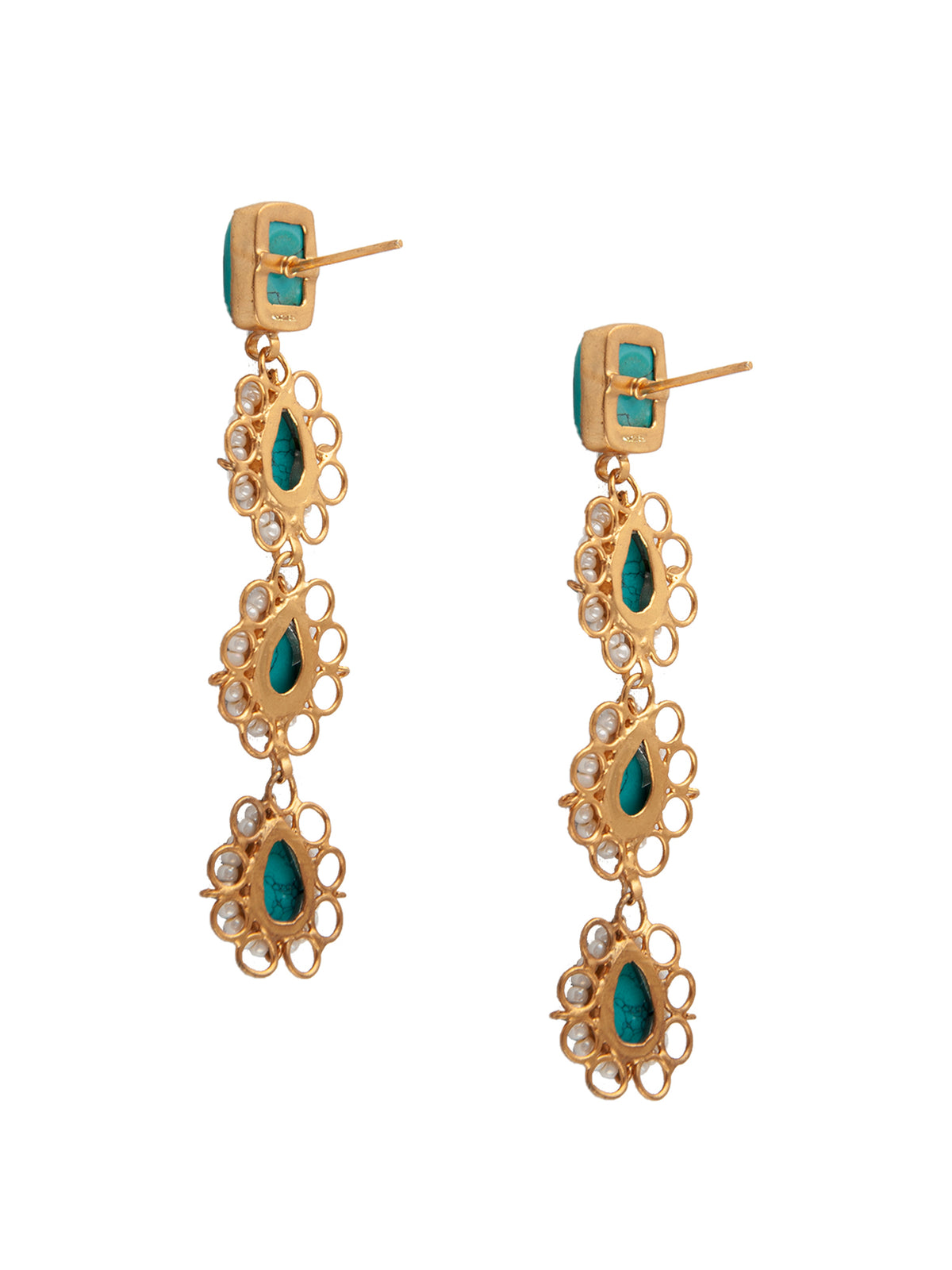 Turquoise Pearl Elegance Earrings view 5