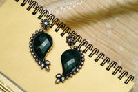 925 Silver Paisley Earrings with Green Onyx view 1