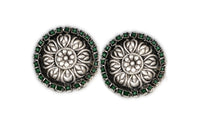 925 Silver Floral Studs with Natural Green Gemstone view 3