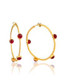 Big Circular Ruby Hoops view 1