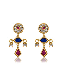 Multicolored Kundan Earrings with Pearl view 1