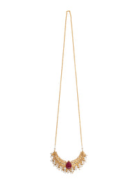 925 Sterling Silver Gold Plated Necklace with Ruby and Pearl view 3