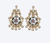 925 Silver Gold Plated Meenakari Earrings with Pearls view 3